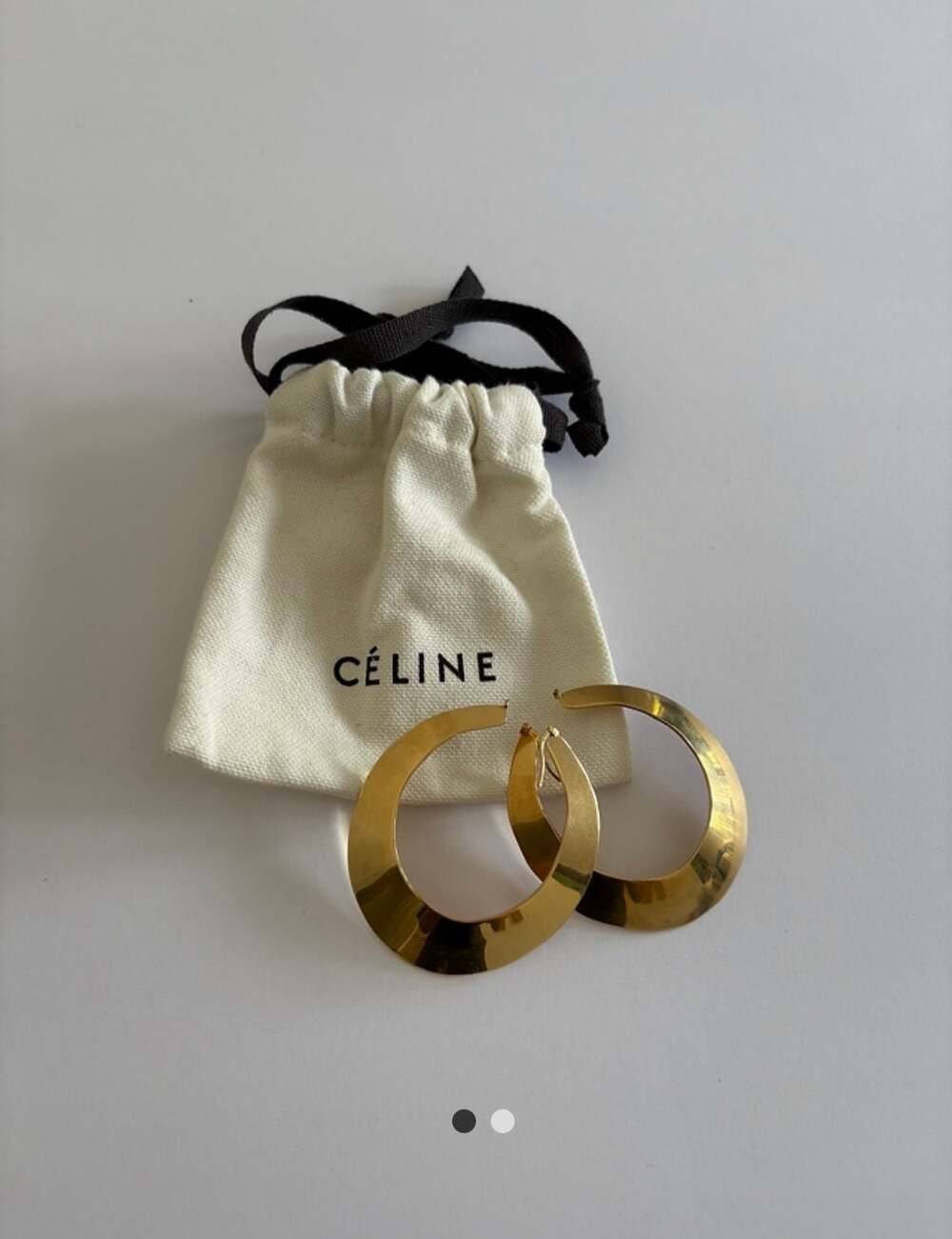 Céline Phoebe Philo Era Gold-Tone Large Flat Kinetic Hoop Earrings with Dust Bag